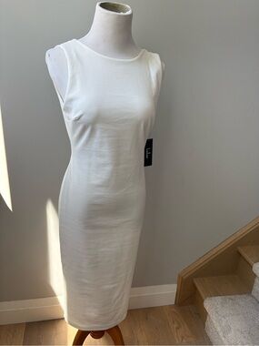 Lulu's White Sleeveless Midi Sheath Dress